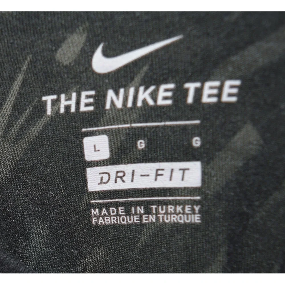 Nike T-Shirt Mens Large Black Dri-FIT Abstract Print Excellent Short Sleeve Tee